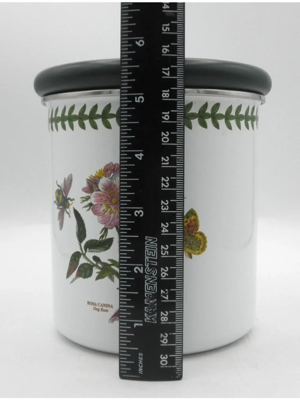 Portmeirion Botanic Garden Small Metal Canister w/Wood Lid Dog Rose PRTBOG